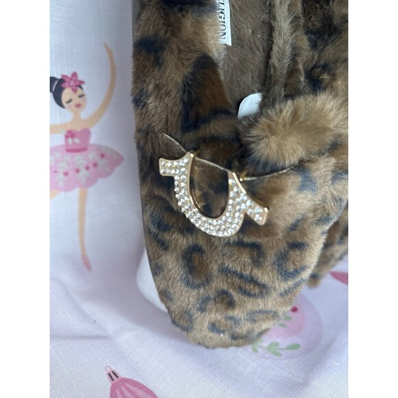 True Religion LEOPARD Slippers with Rhinestone Horseshoe, L 8/9 - Picture 3 of 6